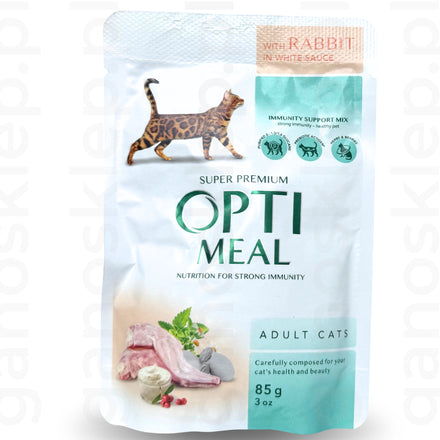 OPTIMEAL mokra karma z królikiem w białym sosie (85g)