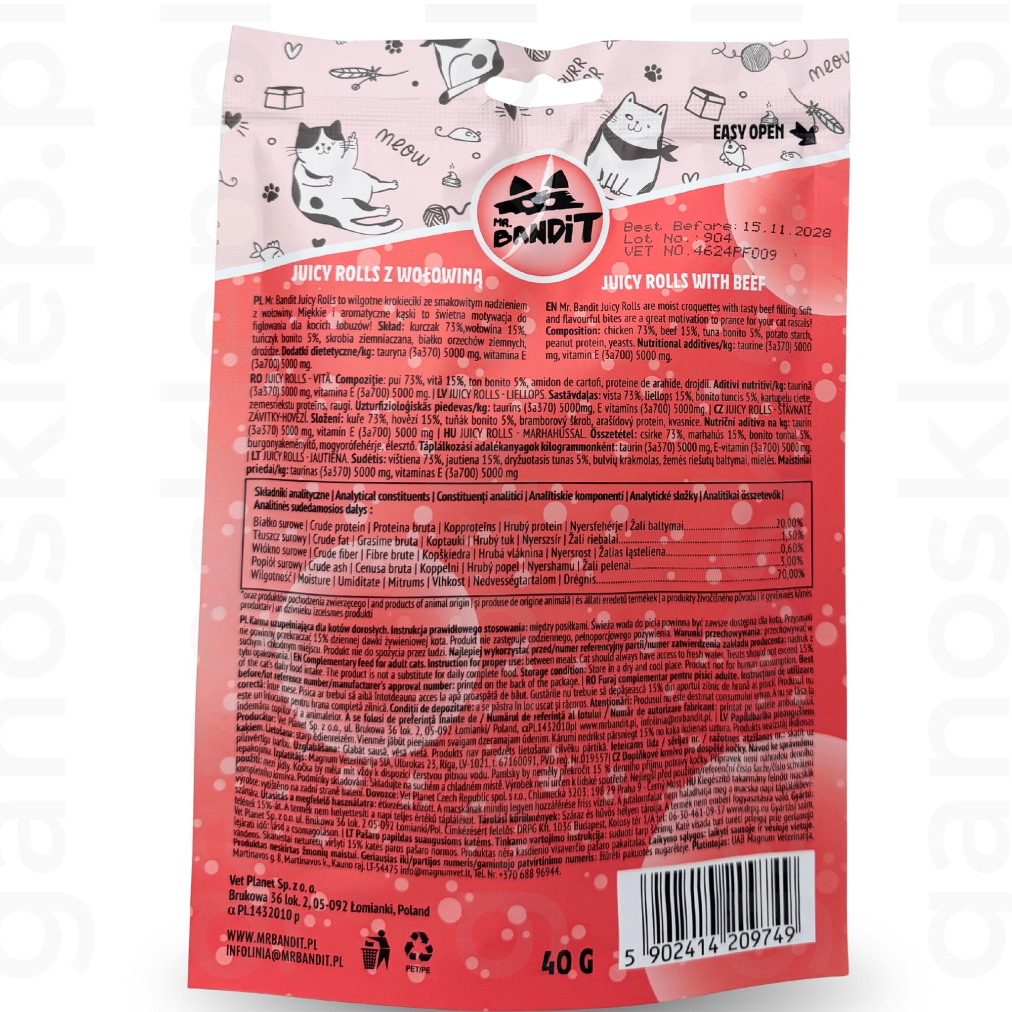 Mr. BANDIT Juicy Rolls z wołowiną (40g)