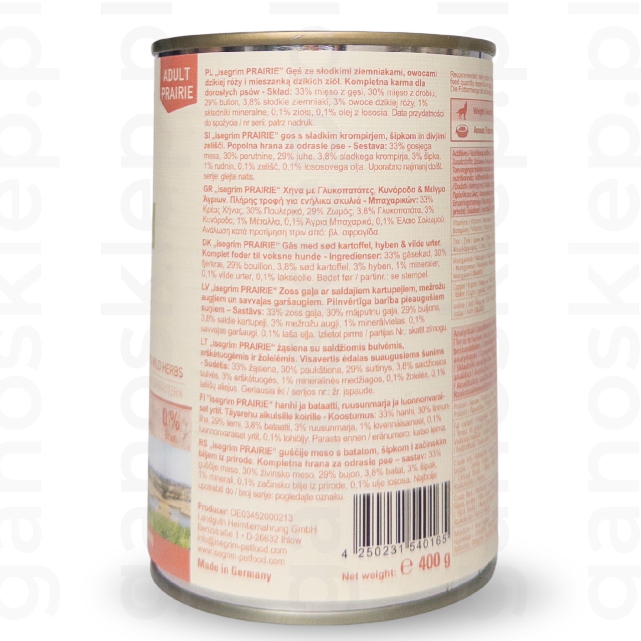 Isegrim Gęś + Bataty, Owoce Dzikiej Róży i Zioła dla Psa (400g)