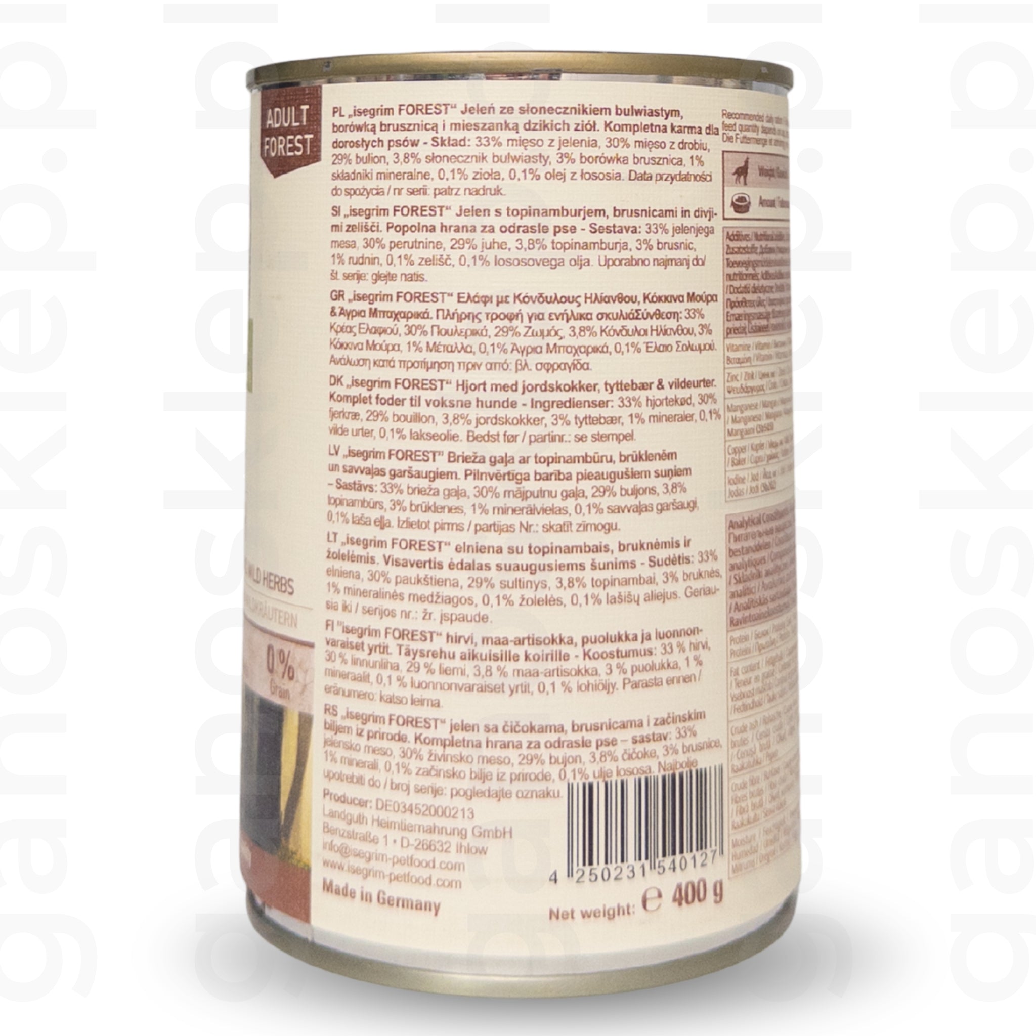 Isegrim Jeleń + Topinambur, Borówka Brusznica i Dzikie Zioła dla Psa (400g)