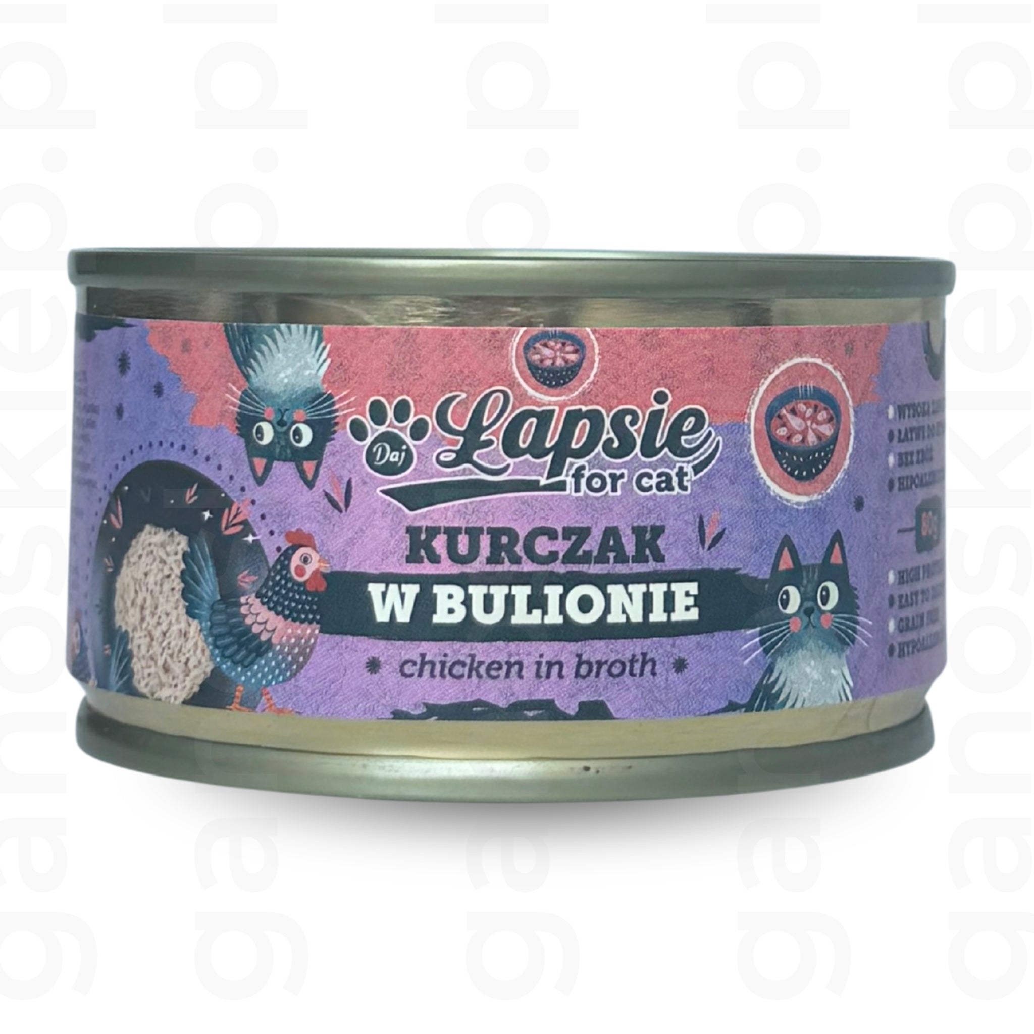 ŁAPSIE mokra karma dla kota Kurczak w bulionie (80g)