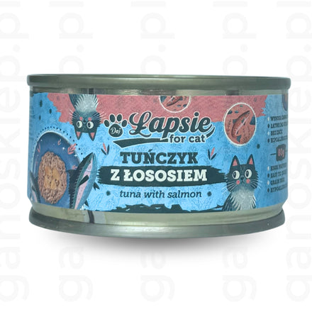 ŁAPSIE mokra karma tuńczyk z łososiem w bulionie (80g)
