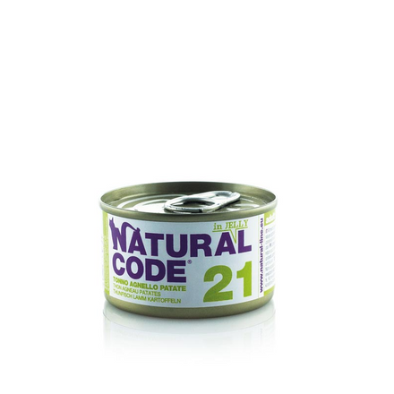 NATURAL CODE Cat 21 – tuńczyk, jagnięcina i ziemniak w galarecie (85g)