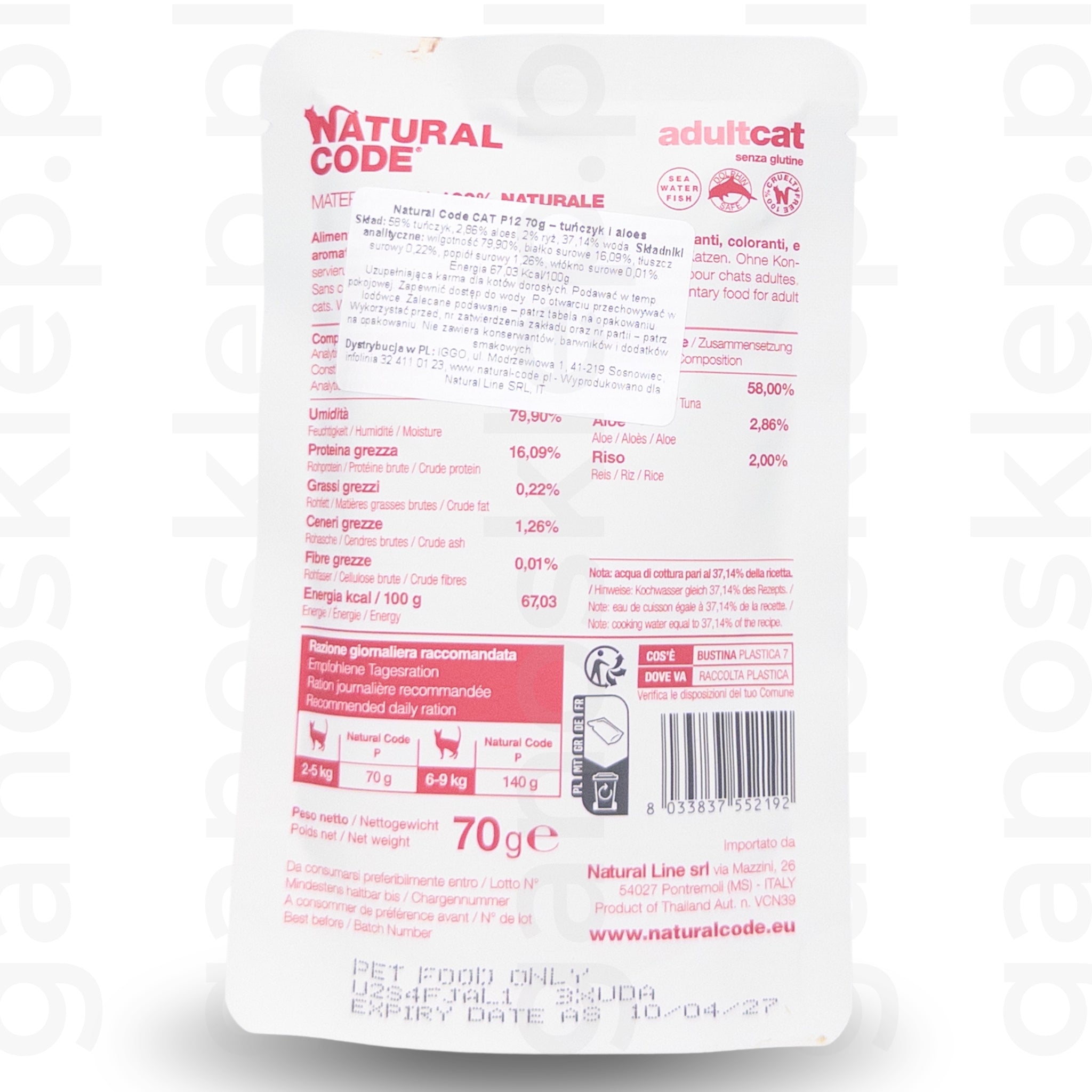 Natural Code P12 – tuńczyk i aloes (70g)