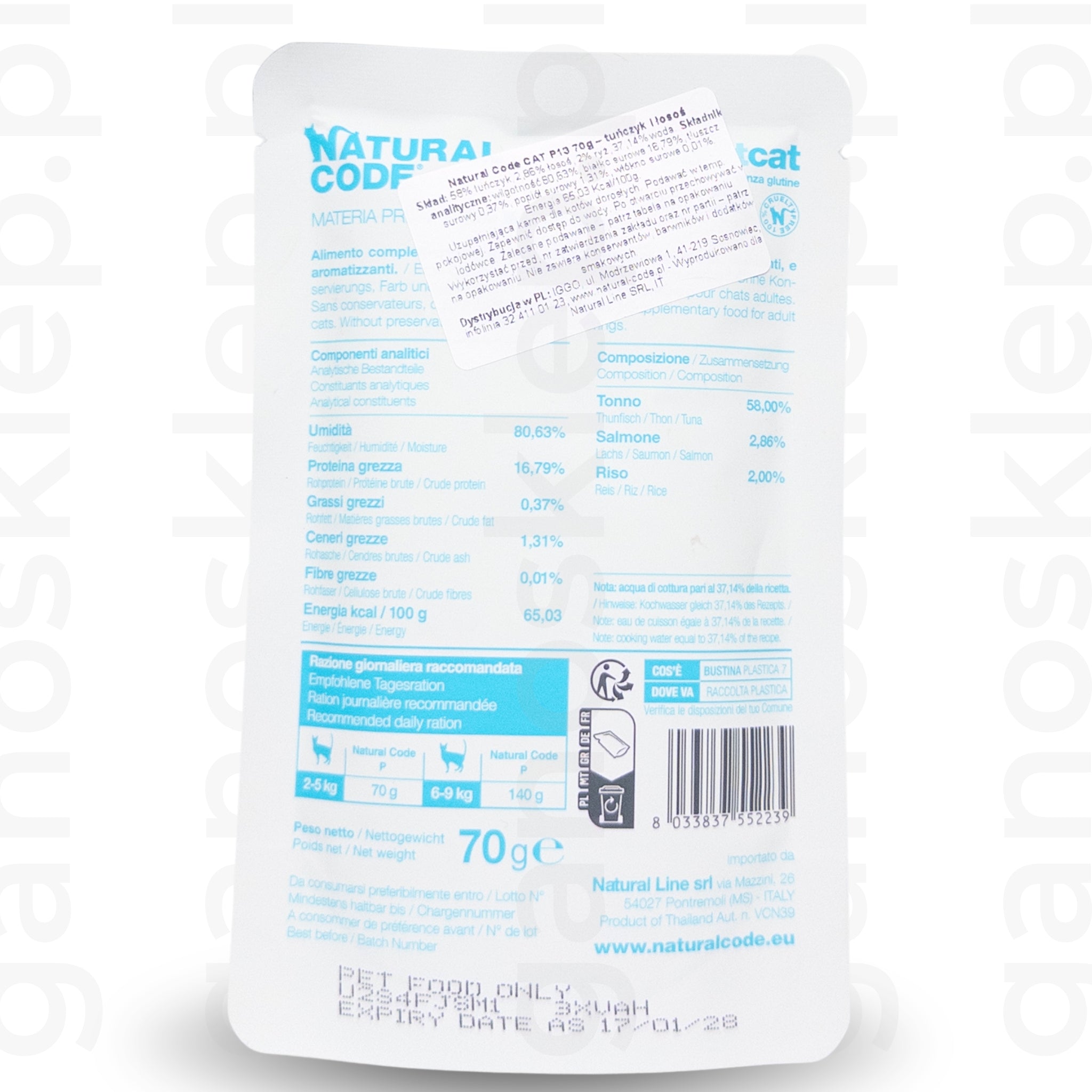 Natural Code P13 – tuńczyk i łosoś (70g)
