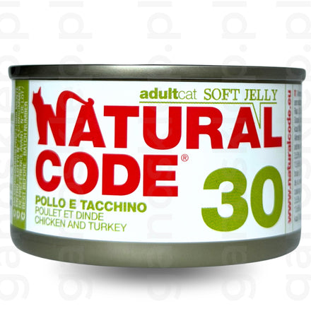 NATURAL CODE 30 – kurczak i indyk w galarecie (85g) mokra karma dla kota