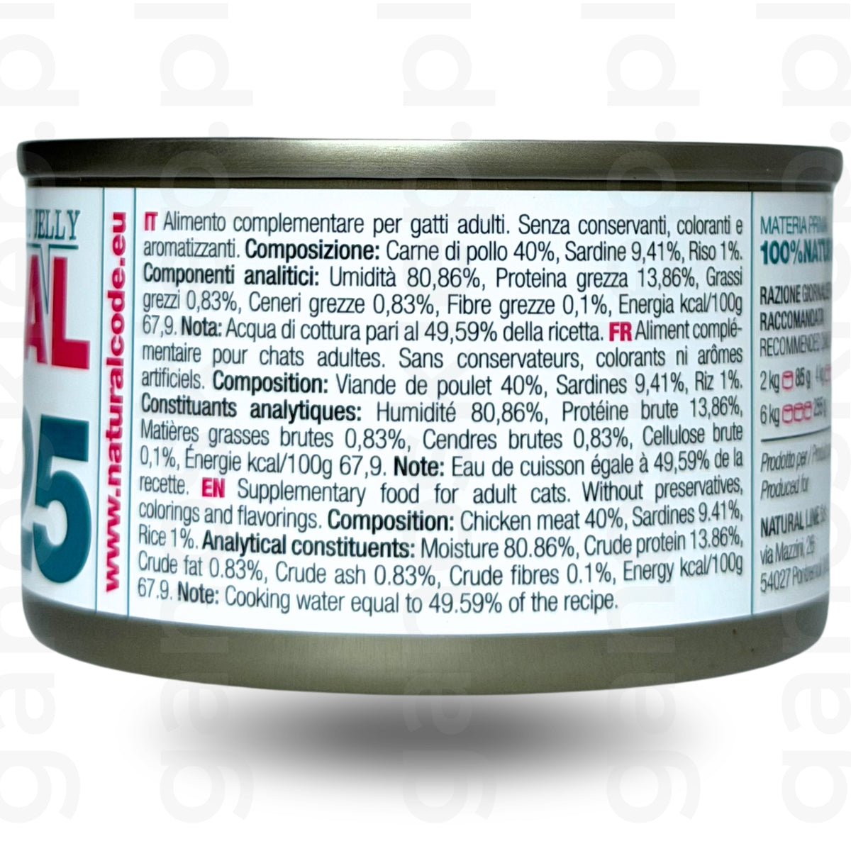 NATURAL CODE 25 – kurczak i sardynki w galarecie (85g) mokra karma dla kota