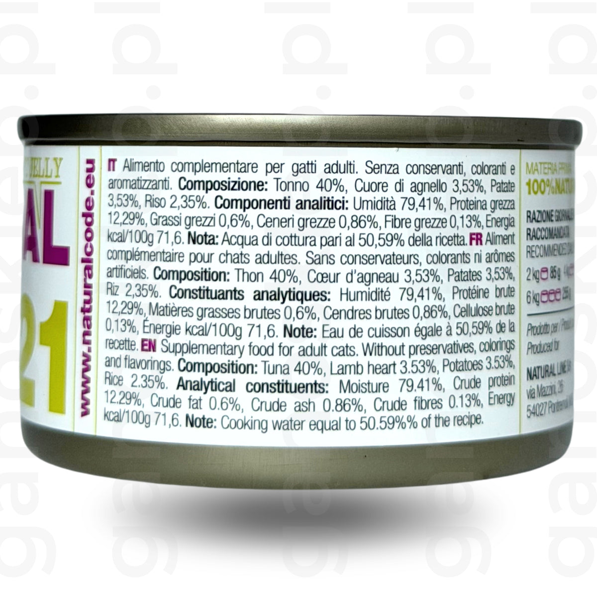 NATURAL CODE 21 – tuńczyk, jagnięcina i ziemniak w galarecie (85g) mokra karma dla kota