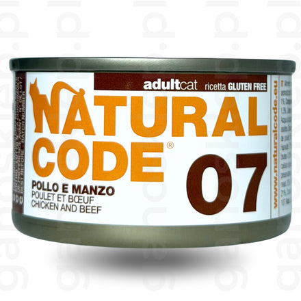 NATURAL CODE 07 – Kurczak i wołowina (85g) mokra karma dla kota
