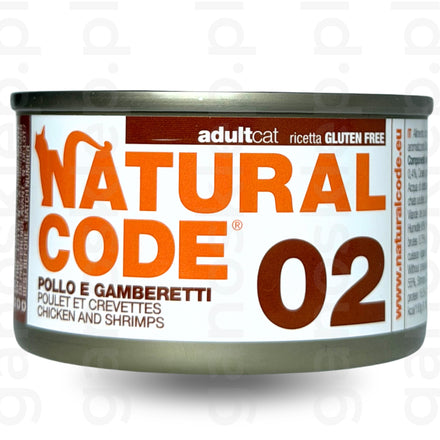 NATURAL CODE 02 – kurczak z krewetkami (85g) mokra karma dla kota