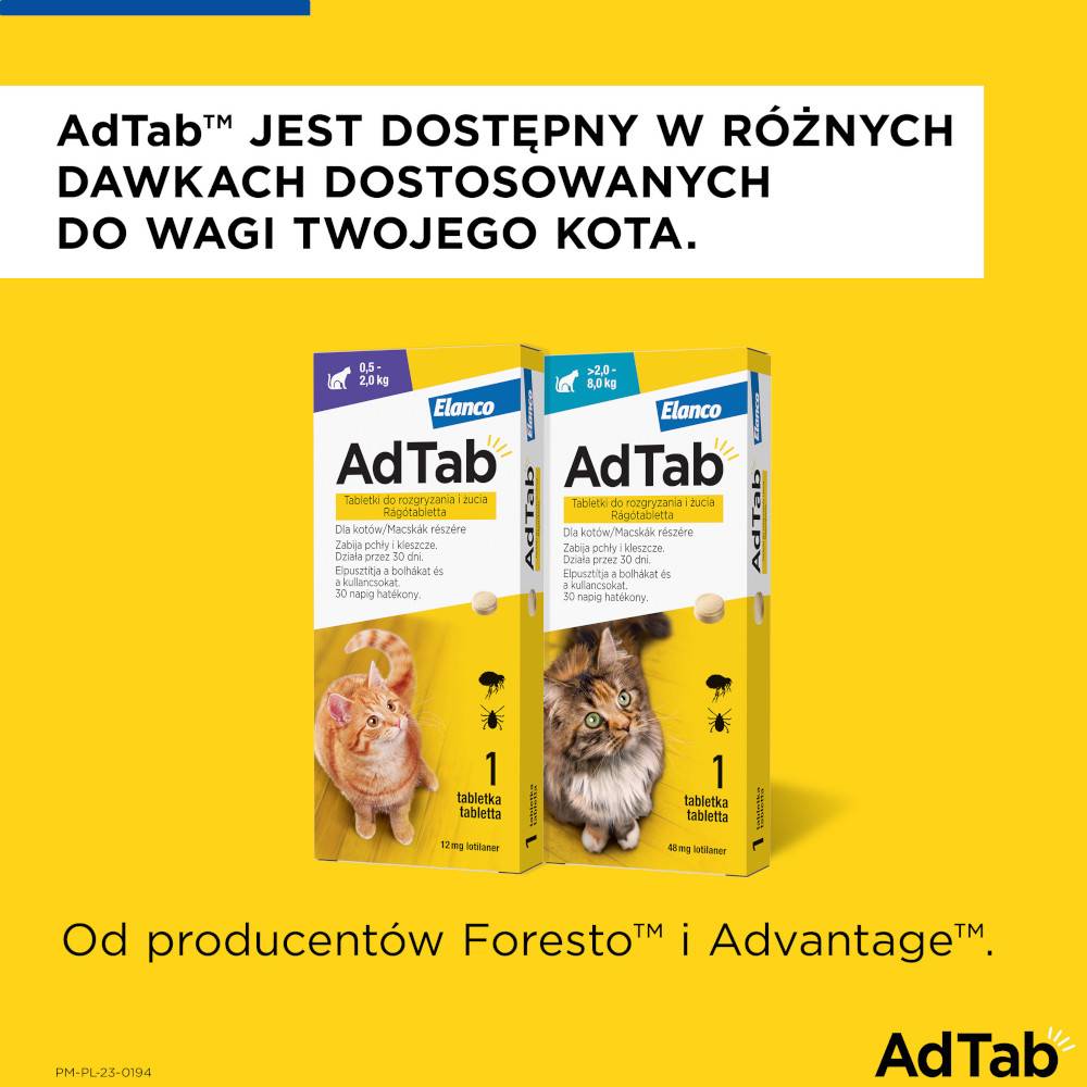 Elanco AdTab Tabletka na kleszcze i pchły dla kota