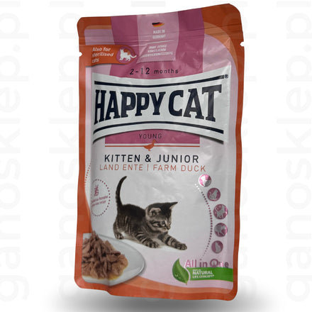 Happy Cat Kitten & Junior – kaczka (85g)