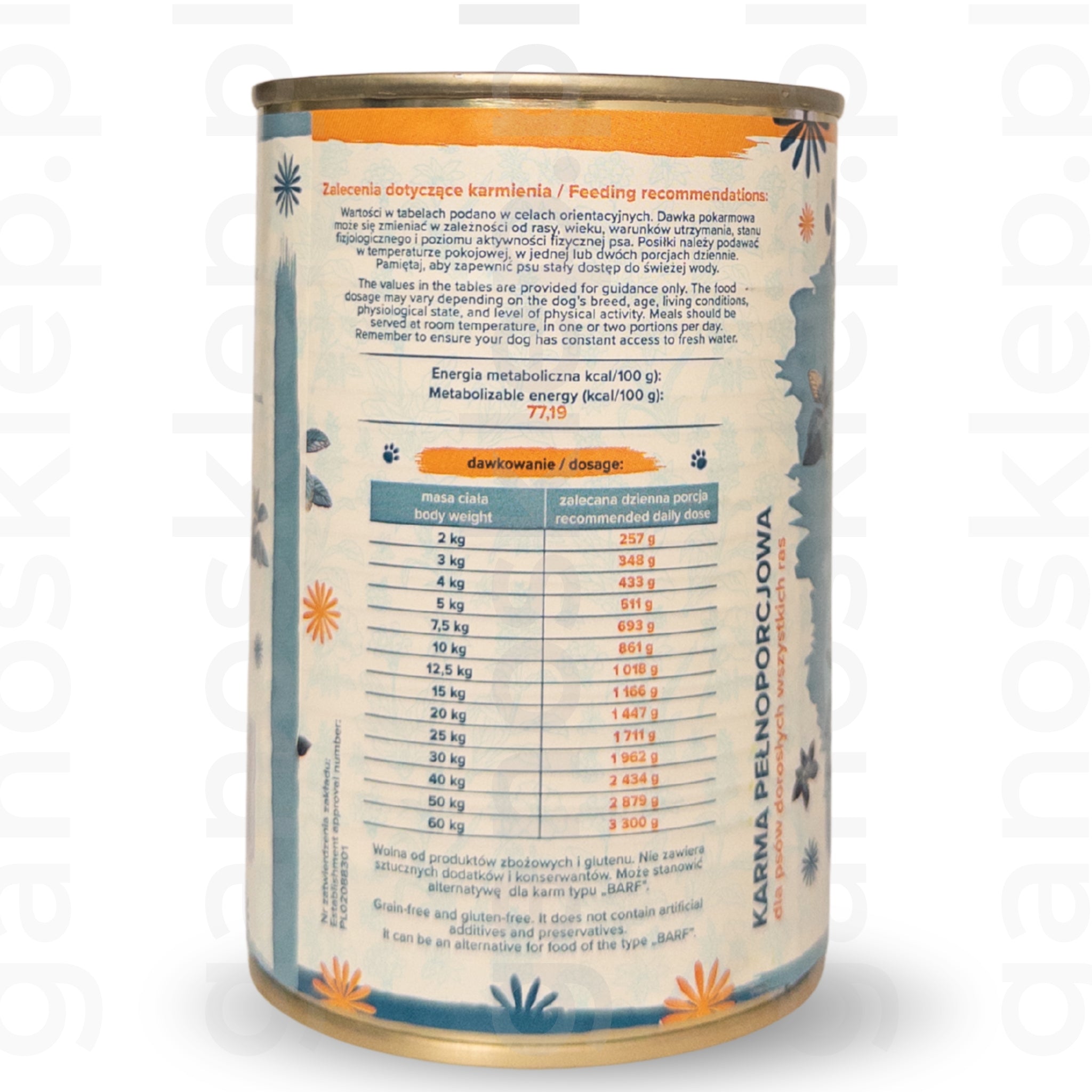 ŁAPSIE mokra karma kozina z miętą (400g)