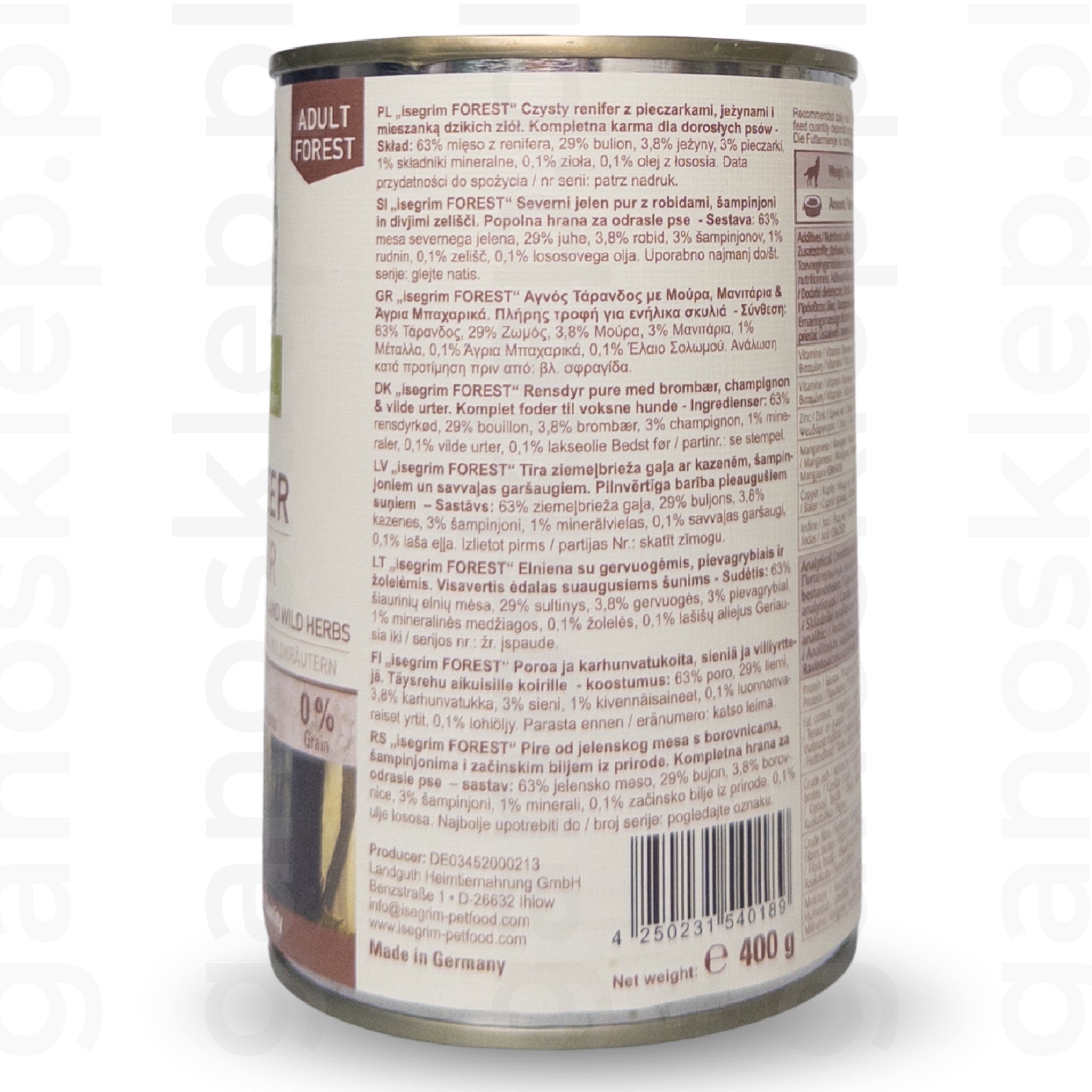 Isegrim Mięso z Renifera + Jeżyny, Grzyby i Dzikie Zioła dla Psa (400g)