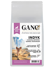 GANO Grainfree Indyk z kaczką, batatami, koprem i rumiankiem (Mała rasa – Szczeniak) – (100g, 2kg, 6kg)