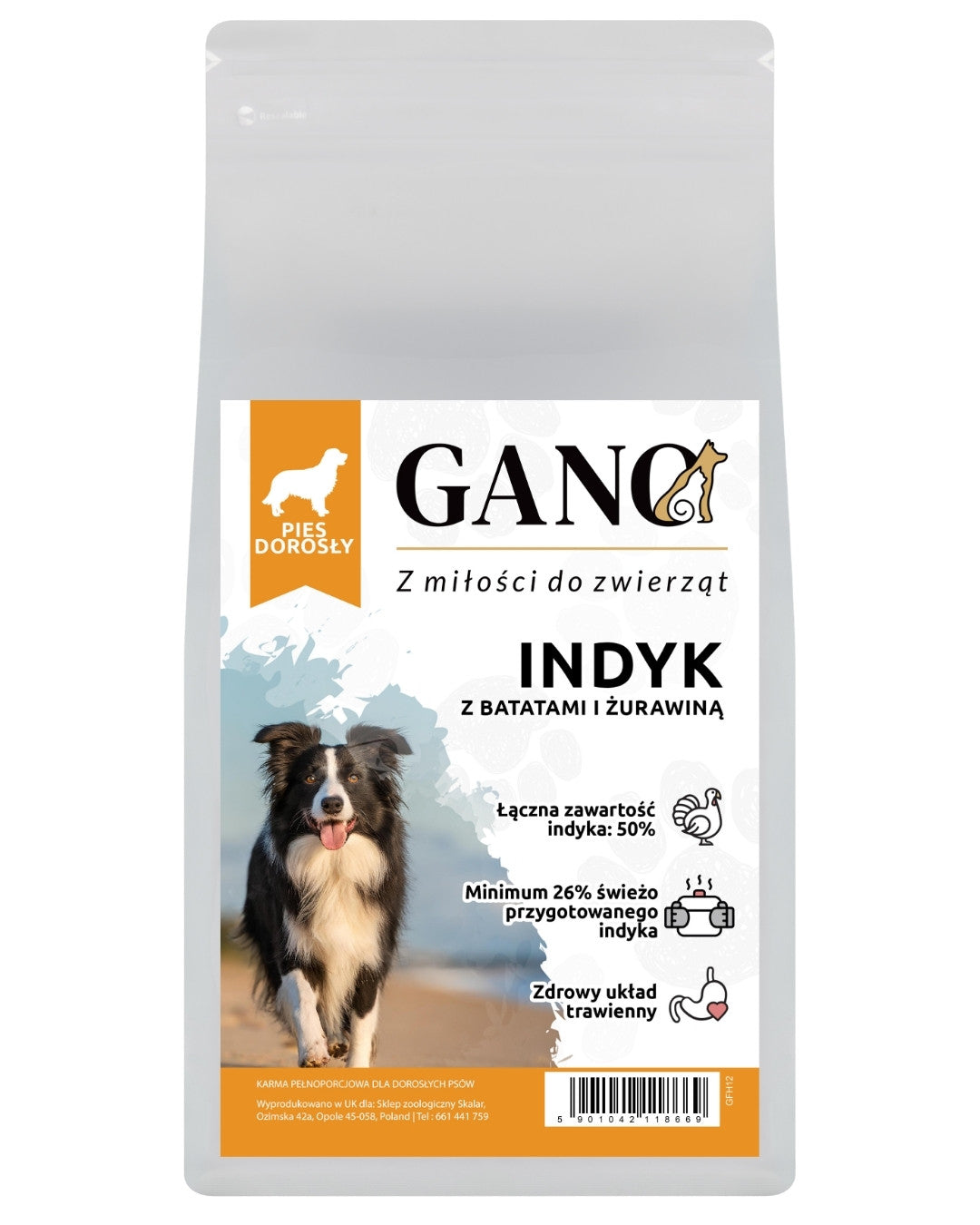 GANO Grainfree Indyk z batatami i żurawiną (Wszystkie rasy) – (12kg)