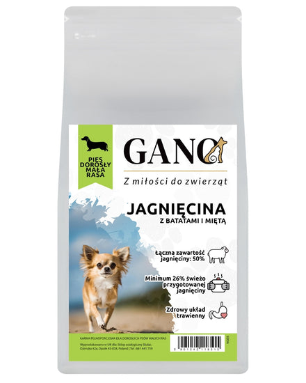 GANO Grainfree Jagnięcina z batatami i miętą (Mała rasa) – (2kg, 6kg)