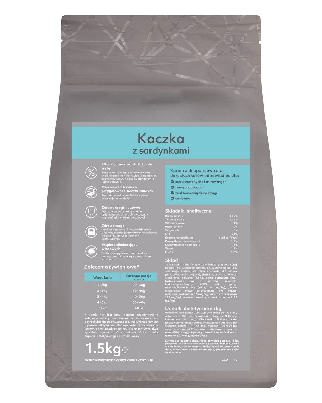 GANO Connoisseur Kaczka z sardynkami (100g, 300g, 1,5kg, 5kg)