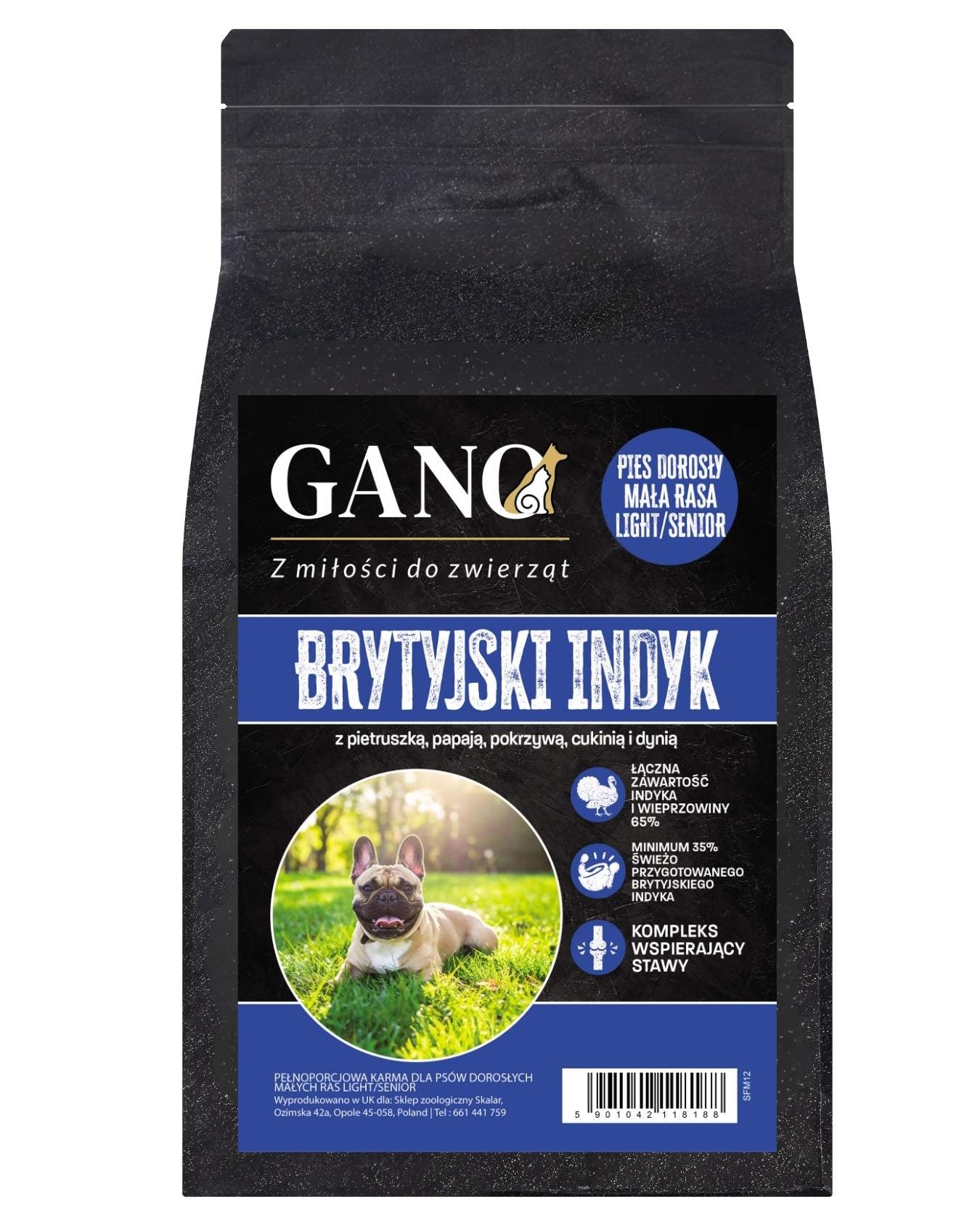 GANO Superfood Indyk z wolnego wybiegu z warzywami (Małe rasy – Light/Senior) – (12kg)