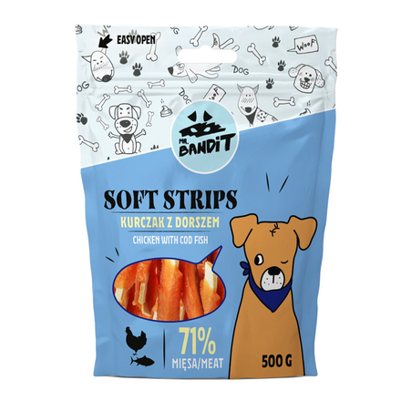 Mr.Bandit SOFT STRIPS – Kurczak z dorszem (500g)