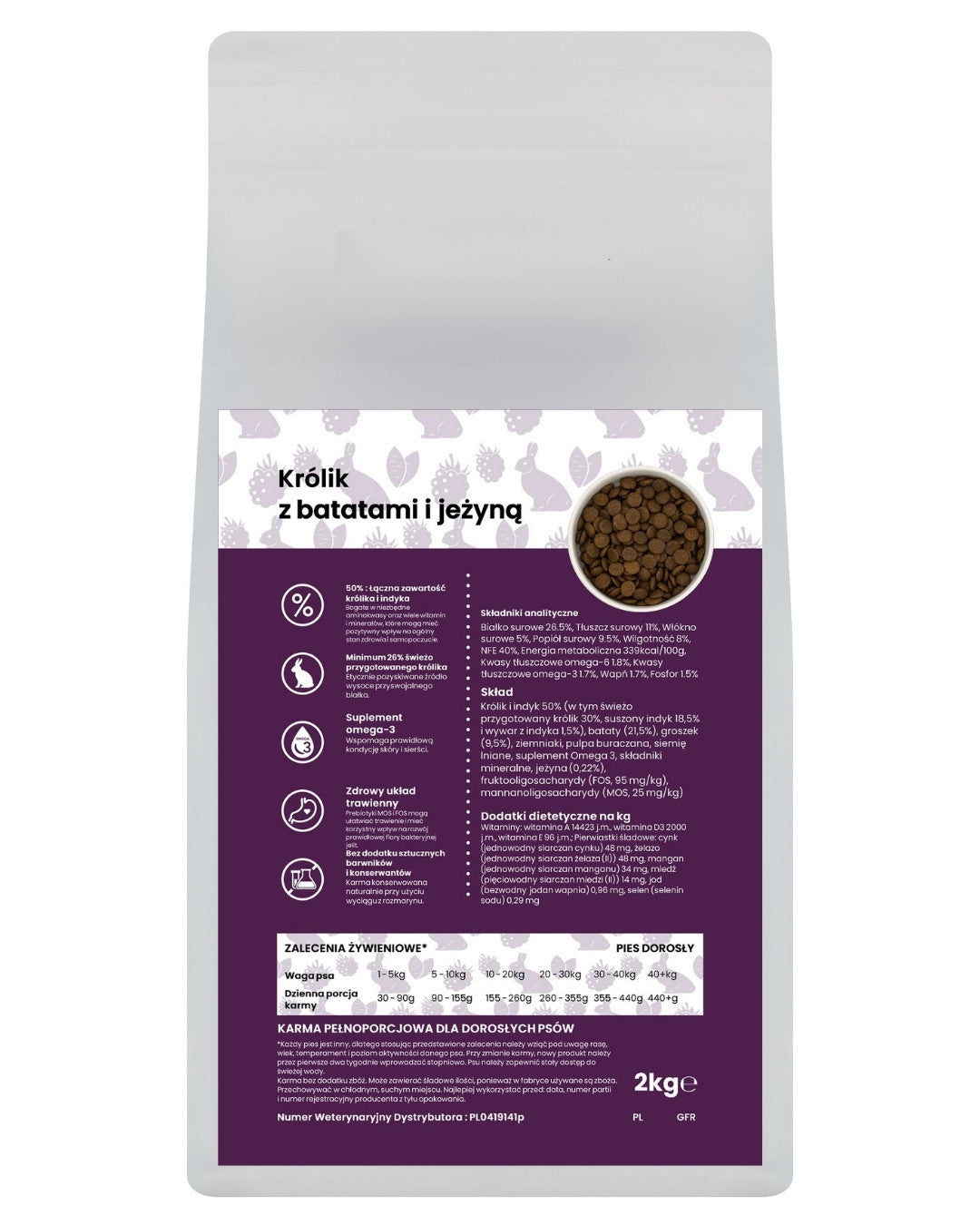 GANO Grainfree Królik z batatami i jeżyną (Wszystkie rasy) – (100g, 2kg, 12kg)