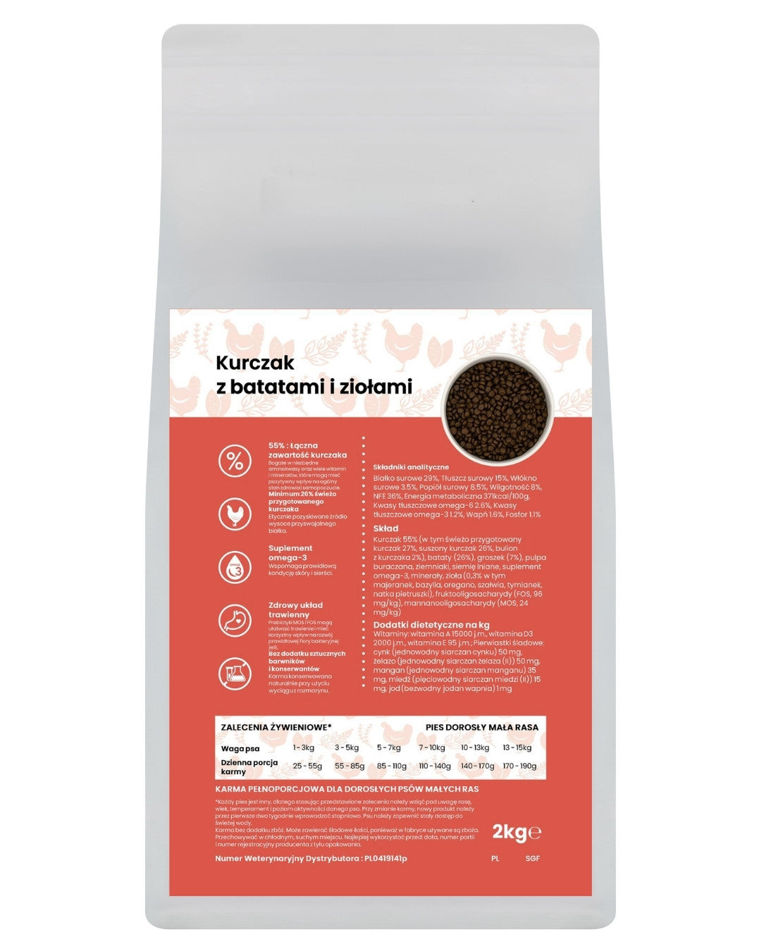 GANO Grainfree Kurczak z batatami i ziołami (Mała rasa) – (2kg, 6kg)