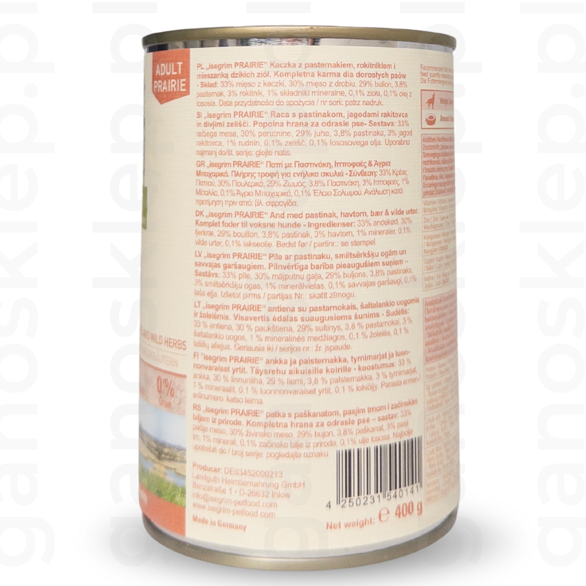 Isegrim Kaczka z Pasternakiem, Owoce Rokitnika i Dzikie Zioła dla Psa (400g)