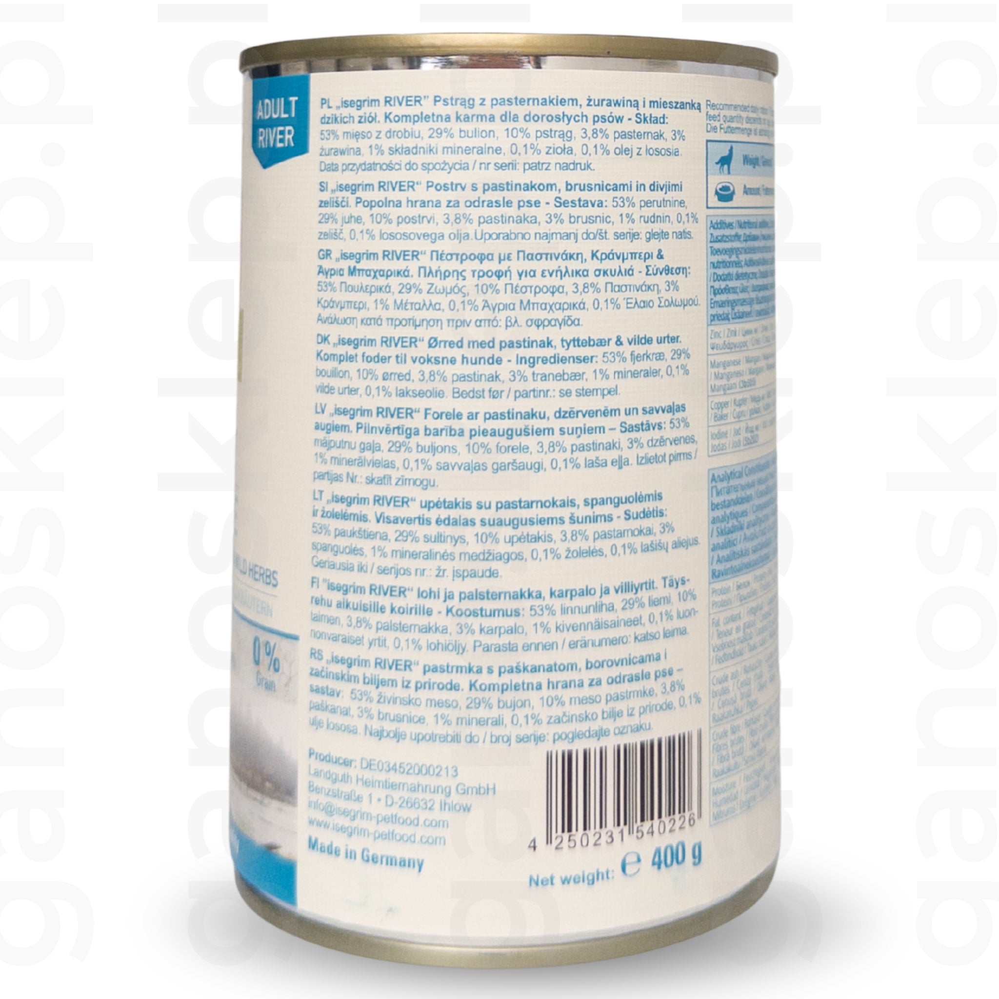 Isegrim Pstrąg + Pasternak, Żurawina i Dzikie Zioła dla Psa (400g)