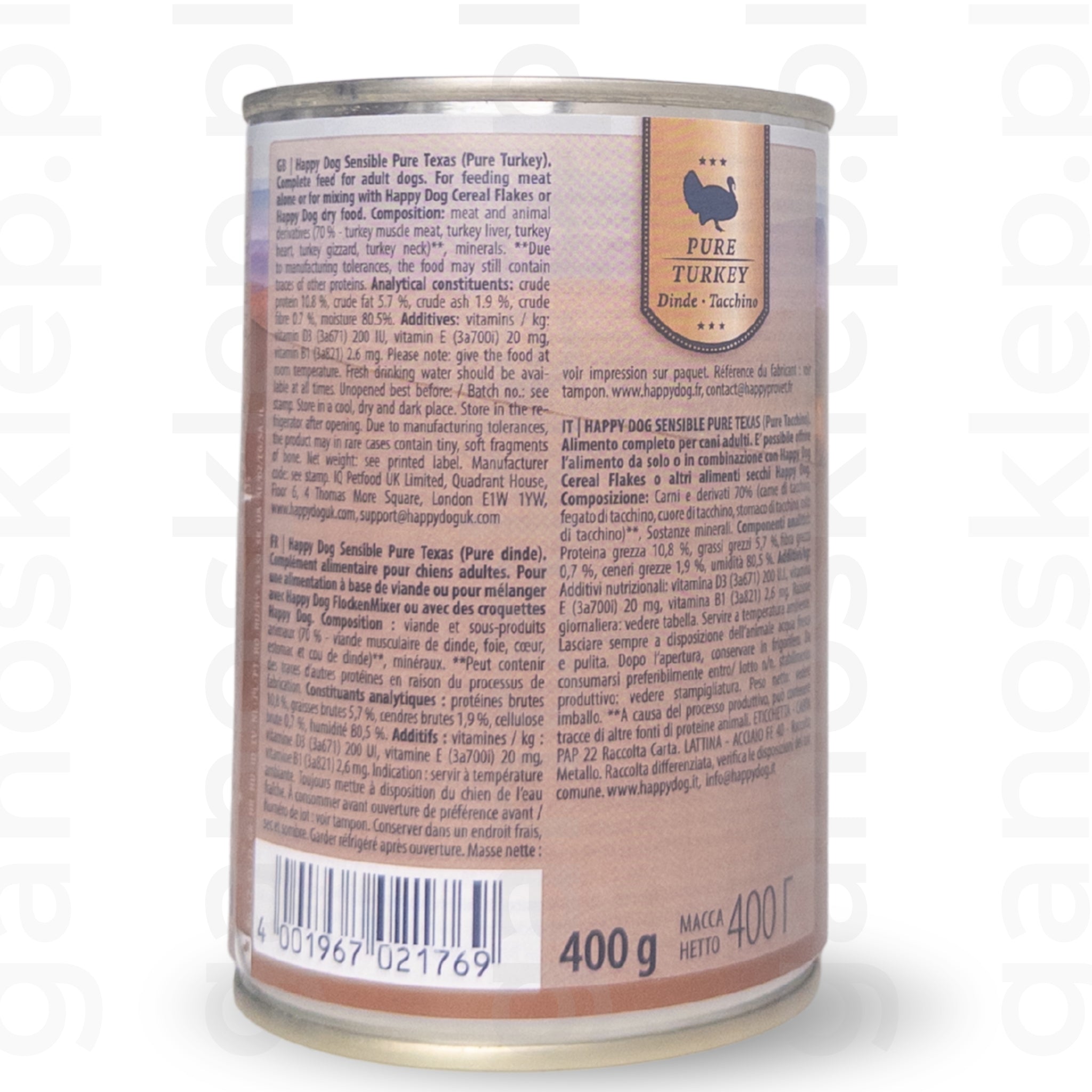 Happy Dog Sensible Pure Texas mokra karma Indyk (200g, 400g, 800g)