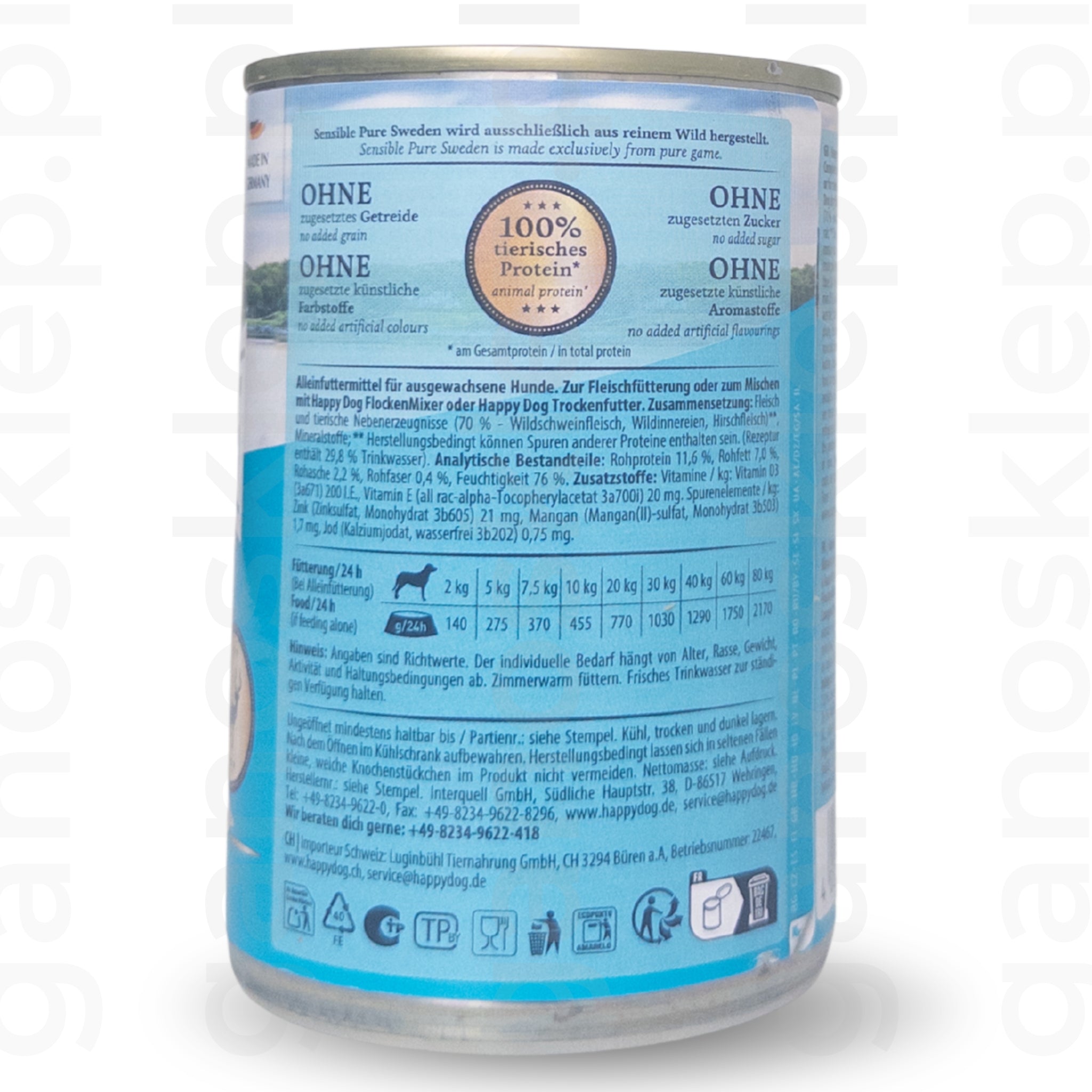 Happy Dog Sensible Pure Sweden mokra karma Dziczyzna (200g, 400g, 800g)
