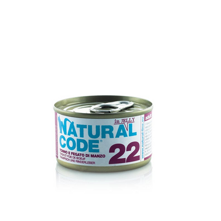NATURAL CODE Cat 22 – tuńczyk i wątróbka wołowa w galarecie (85g)