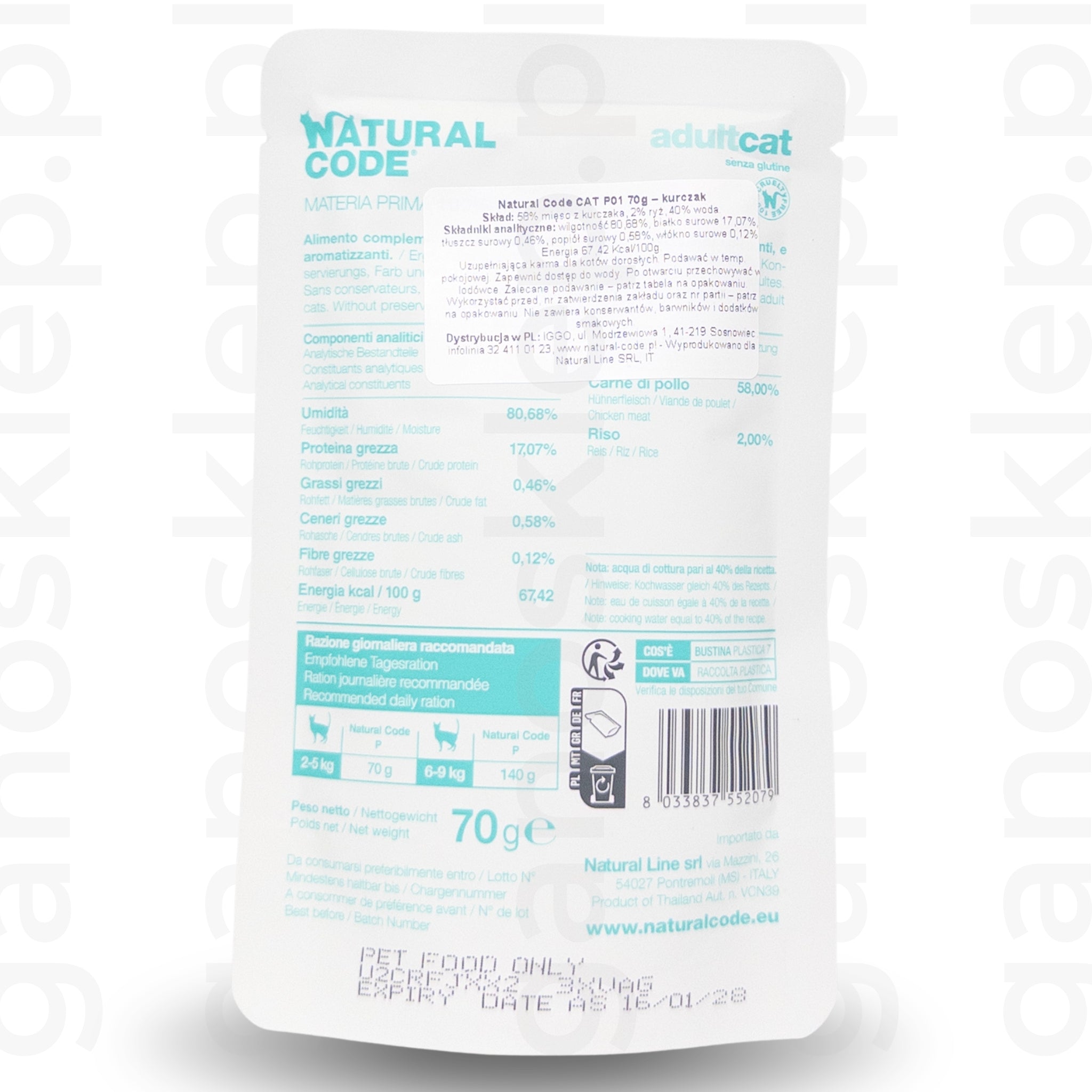 Natural Code Cat P01 – kurczak (70g)