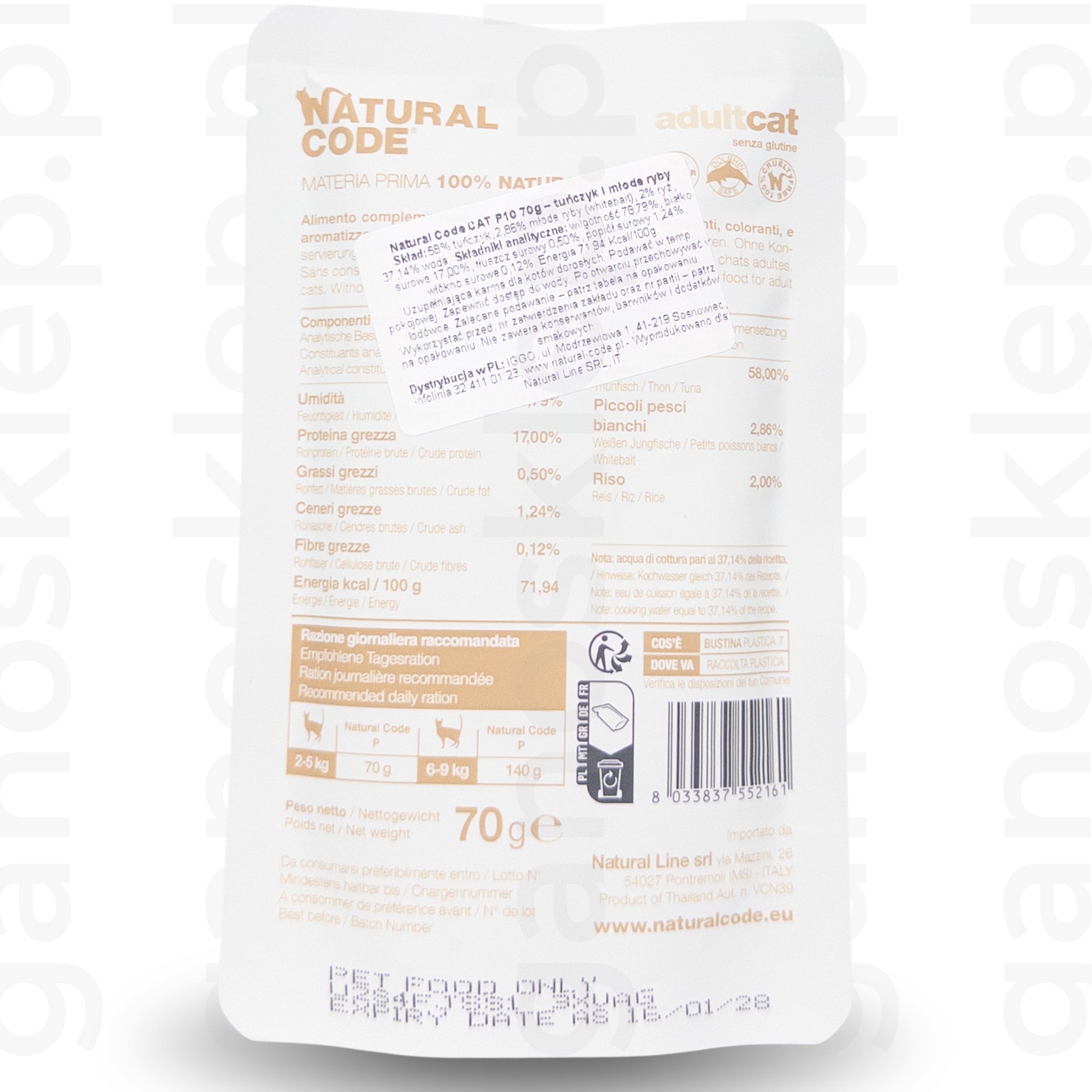 Natural Code P10 – tuńczyk i młode ryby (whitebait) (70g)
