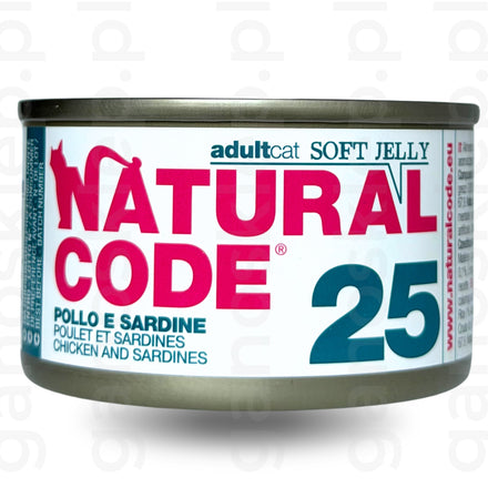 NATURAL CODE 25 – kurczak i sardynki w galarecie (85g)  mokra karma dla kota