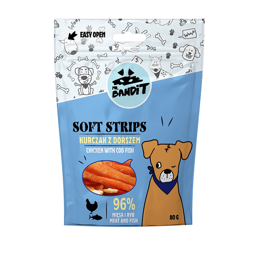 Mr.Bandit SOFT STRIPS – Kurczak z dorszem (500g)