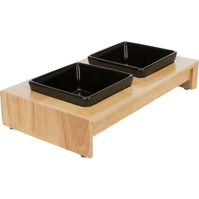 TRIXIE Zestaw małych misek ceramiczno-drewnianych – 2 szt.