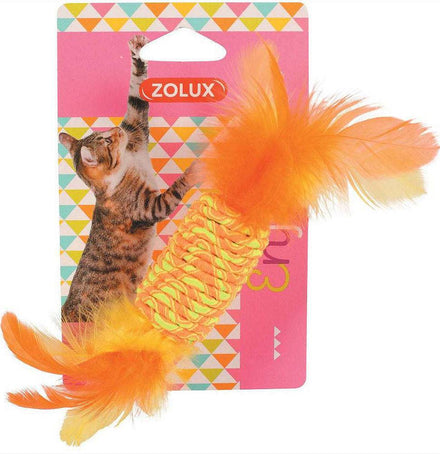 ZOLUX zabawka cukierek z piórkami dla kota (pomarańczowa, różowa, niebieska)