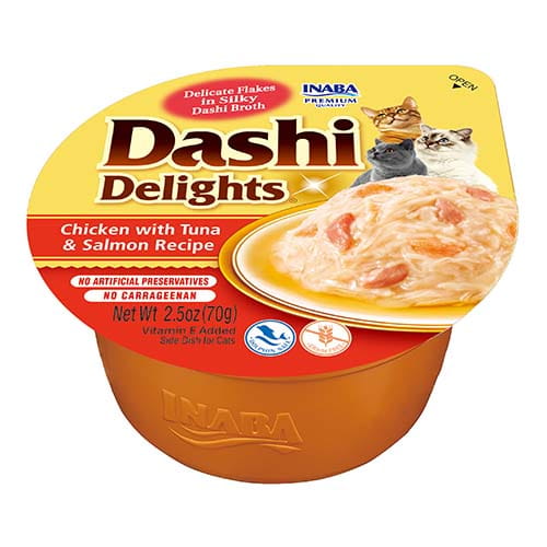Inaba Dashi Delights Uzupełniająca karma dla kotów kurczak, tuńczyk, łosoś (70g)