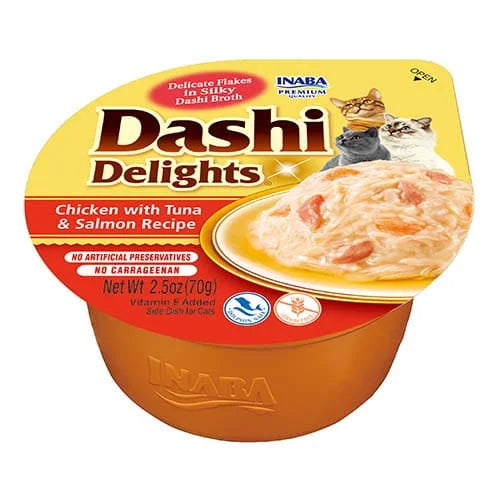 Inaba Dashi Delights Uzupełniająca karma dla kotów kurczak, tuńczyk, łosoś (70g)