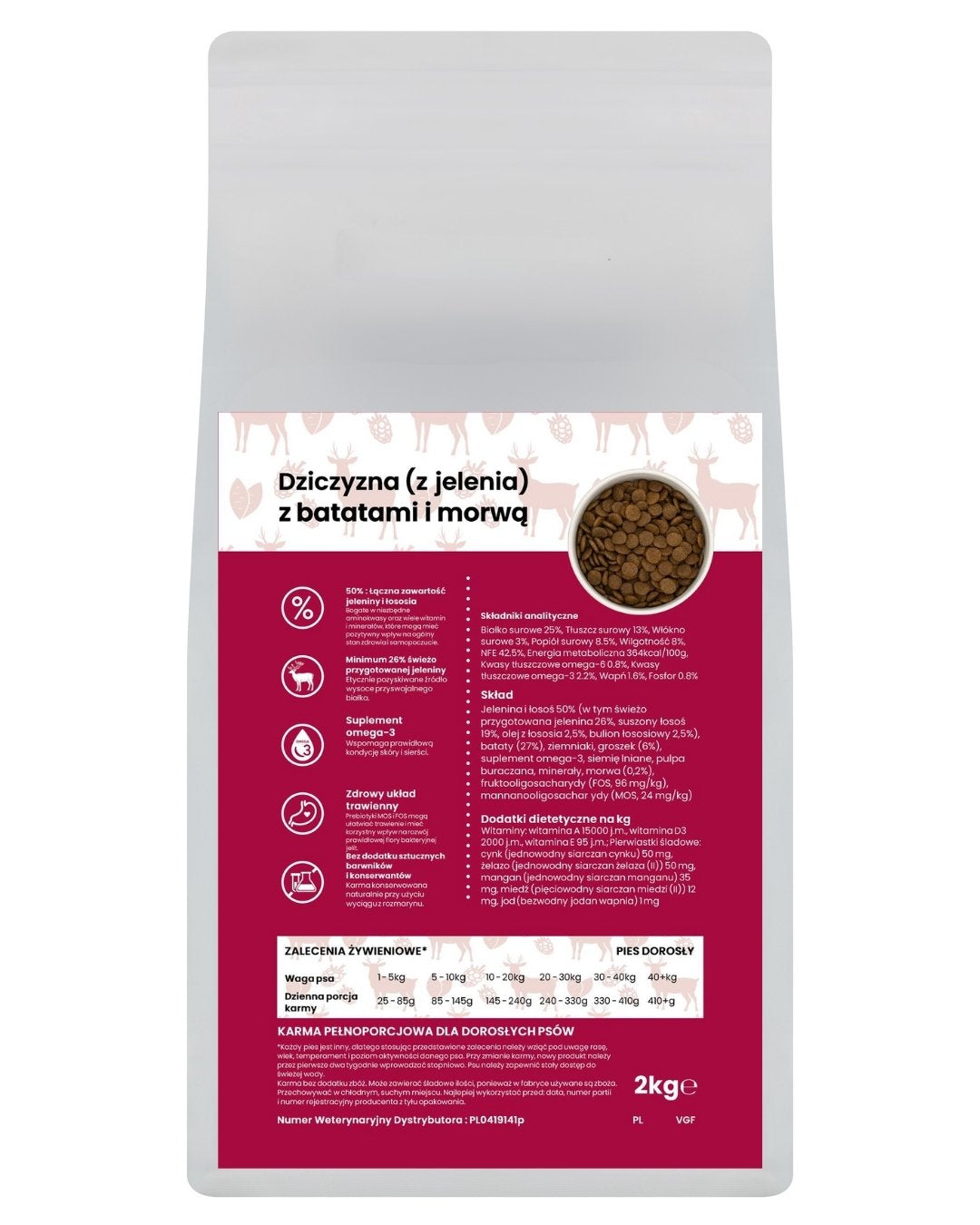 GANO Grainfree Dziczyzna (z jelenia) z batatami i morwą (Wszystkie rasy) – (2kg, 12kg)