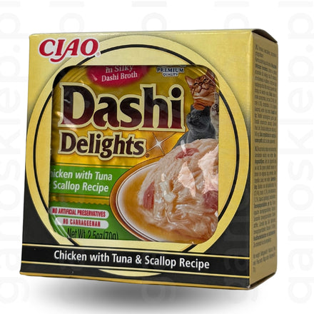 Inaba Dashi Delights Uzupełniająca karma dla kotów kurczak, tuńczyk, przegrzebki (70g)