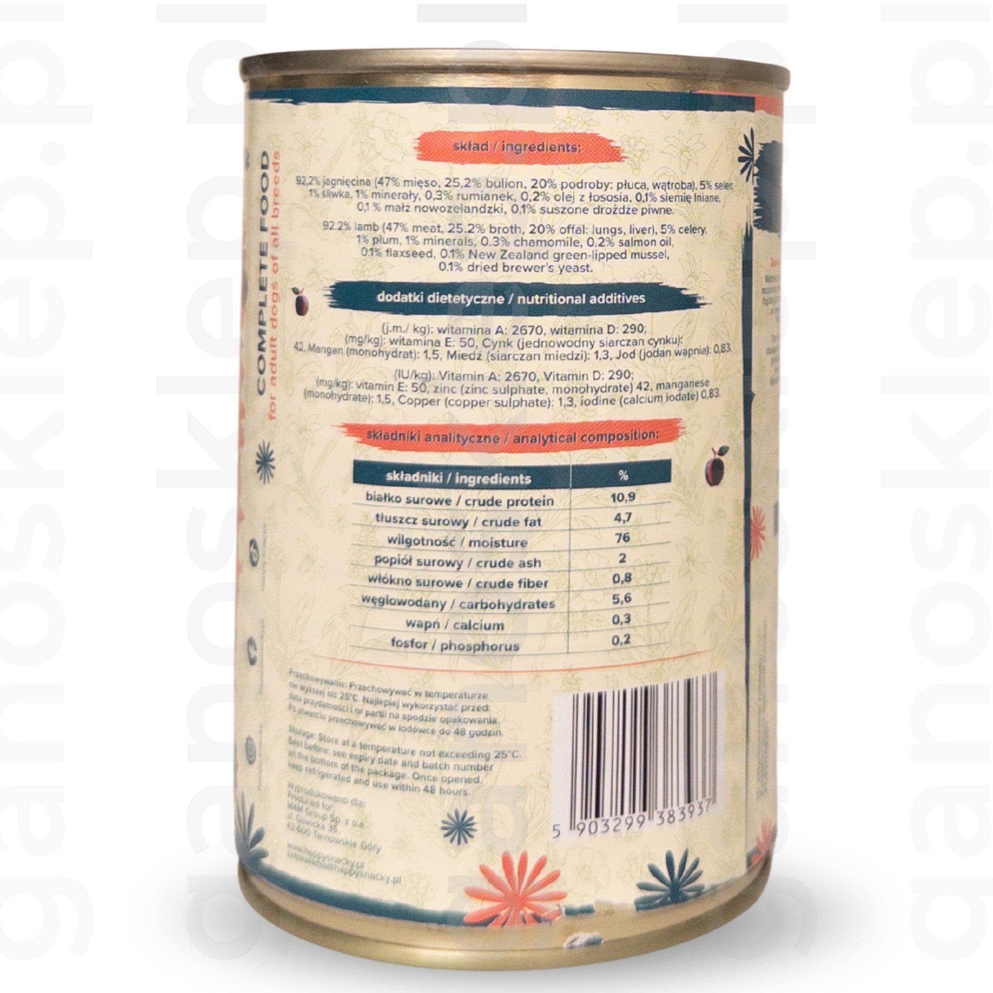 ŁAPSIE monobiałkowa karma z jagnięciną (400g)