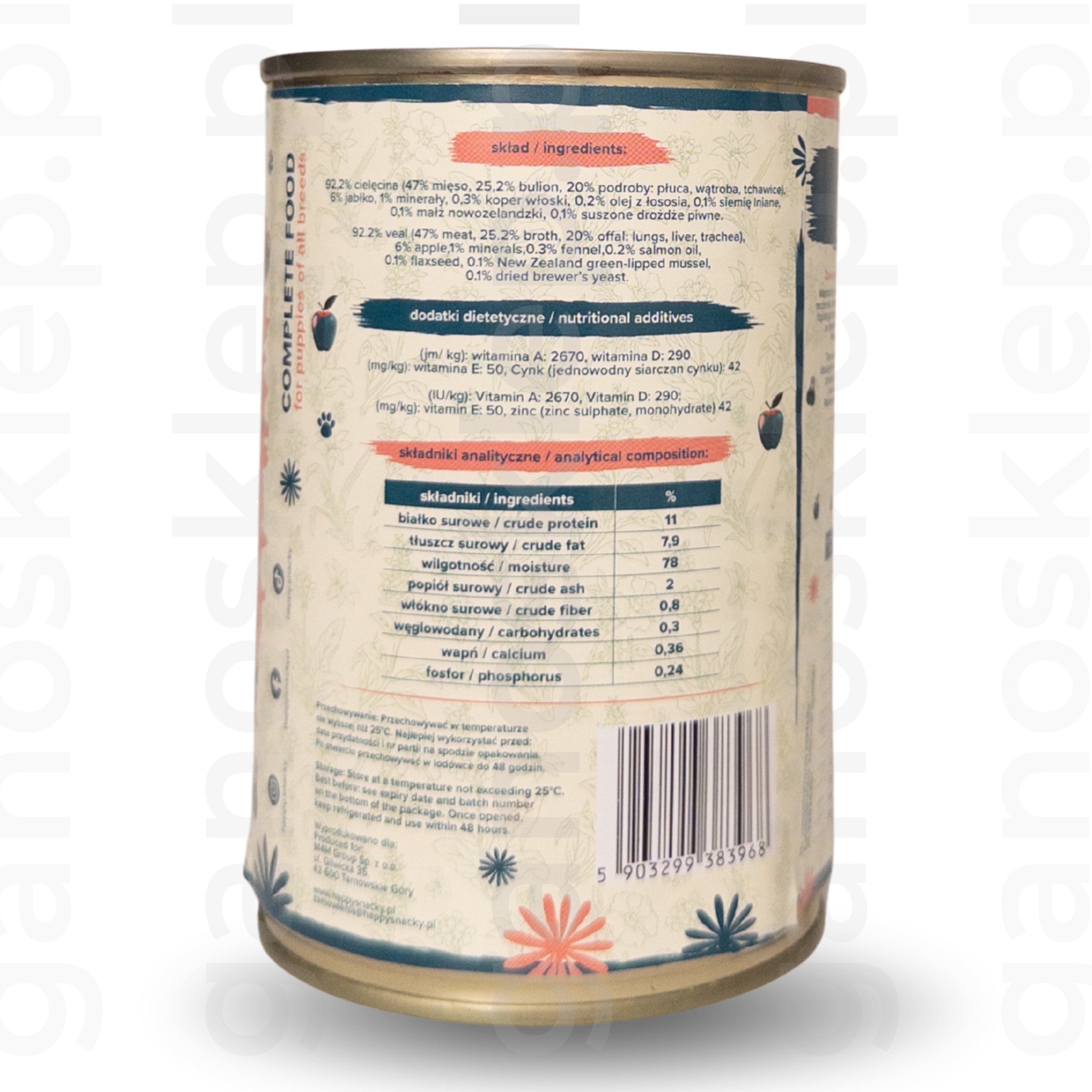 ŁAPSIE monobiałkowa karma junior z cielęciną  (400g)