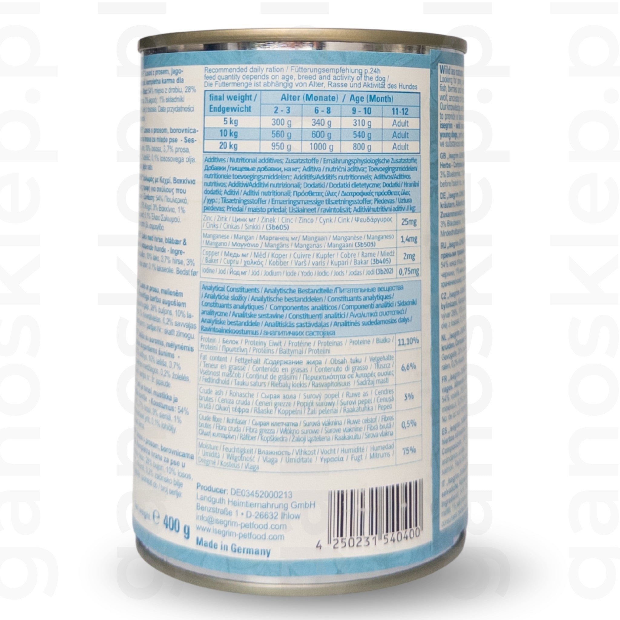 Isegrim Łosoś + Kasza Jaglana, Borówki i Dzikie Zioła dla Szczeniąt (400g)