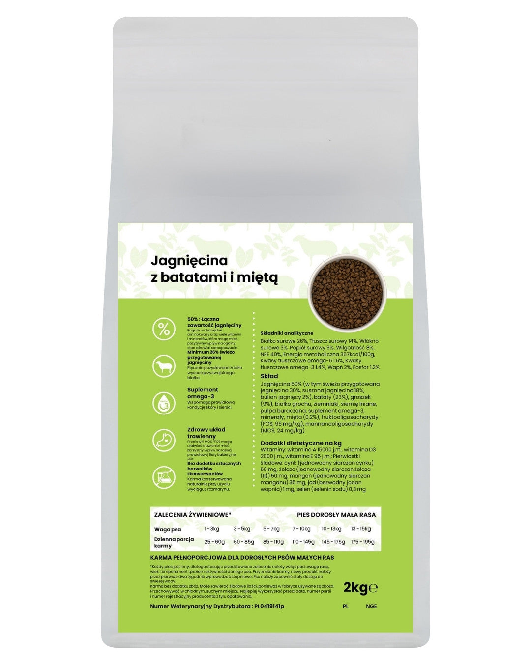 GANO Grainfree Jagnięcina z batatami i miętą (Mała rasa) – (2kg, 6kg)