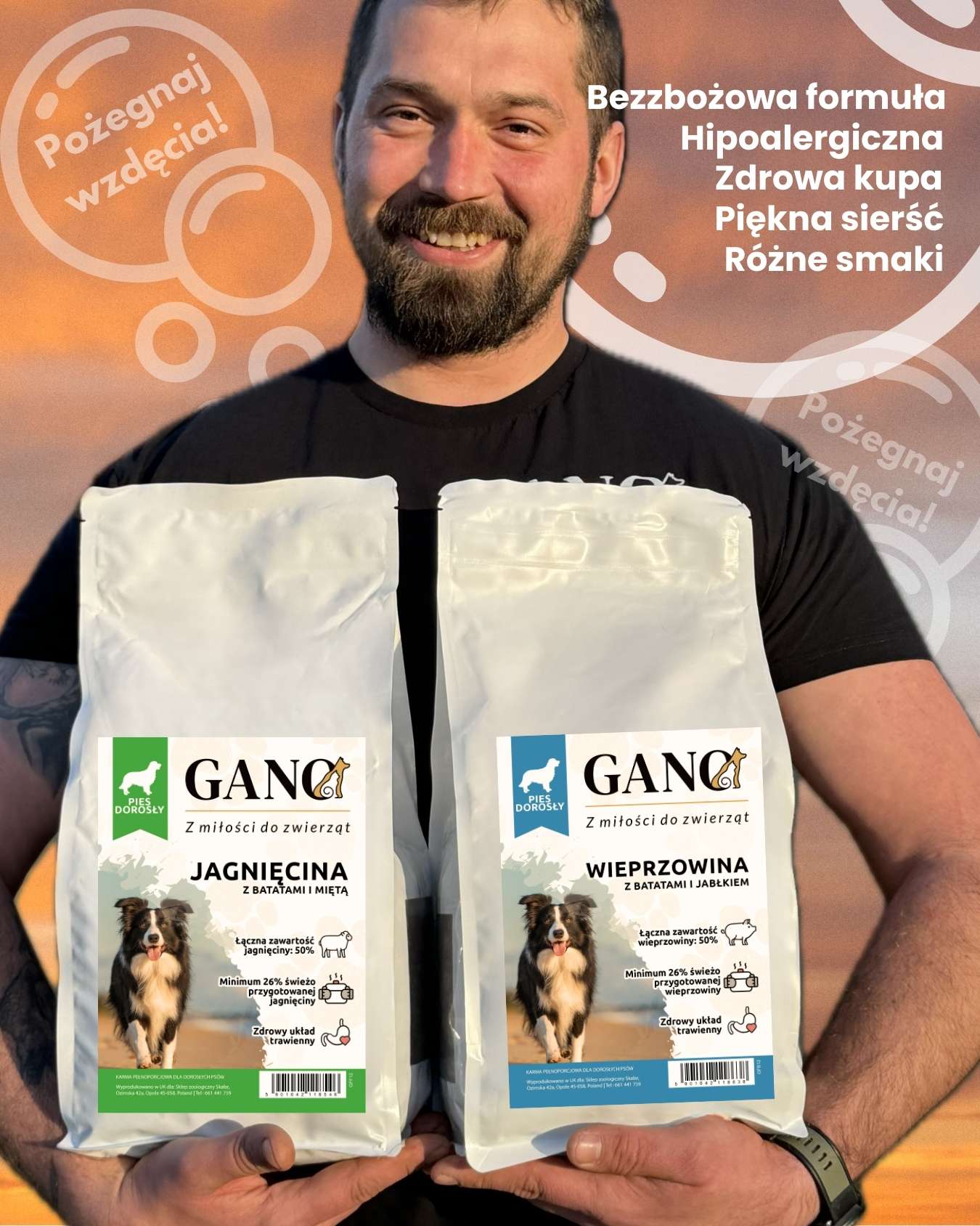 GANO Grainfree Jagnięcina z batatami i miętą (Wszystkie rasy) – (2kg, 12kg)