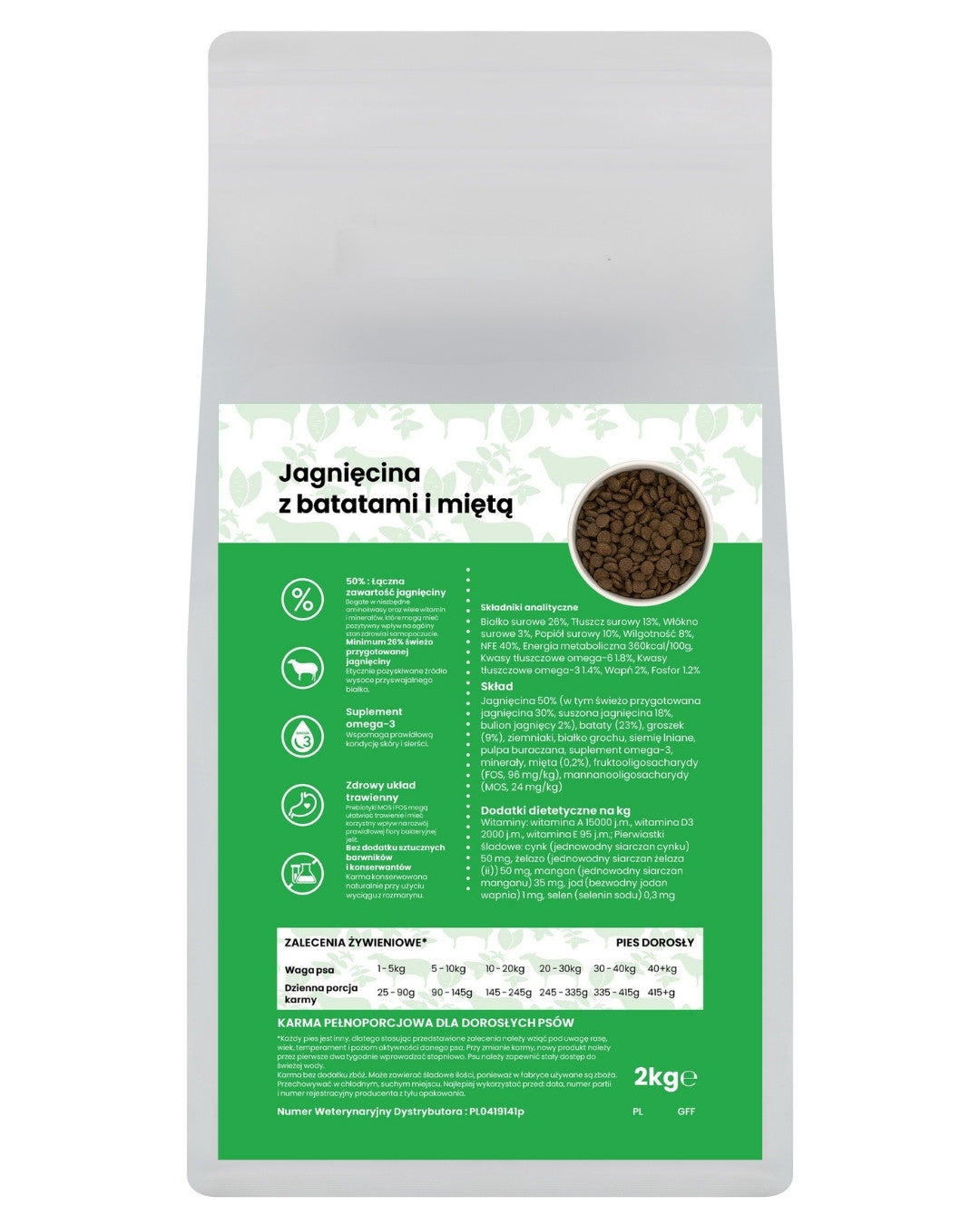 GANO Grainfree Jagnięcina z batatami i miętą (Wszystkie rasy) – (2kg, 12kg)