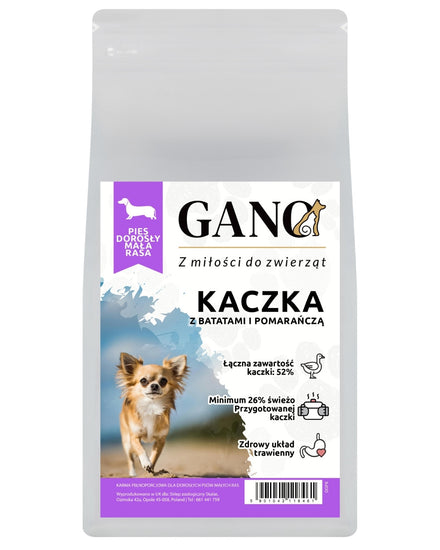 GANO Grainfree Kaczka z batatami i pomarańczą (Mała rasa) – (2kg, 6kg)