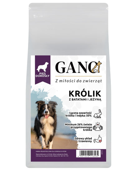 GANO Grainfree Królik z batatami i jeżyną (Wszystkie rasy) – (100g, 2kg, 12kg)