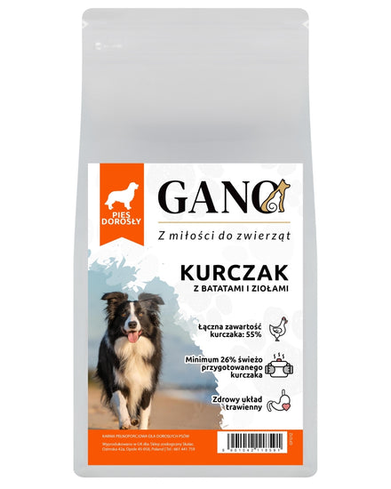 GANO Grainfree Kurczak z batatami i ziołami (Wszystkie rasy) – (12kg)